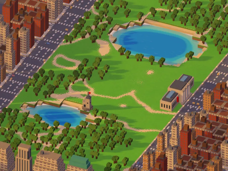Central Park and its lakes, seen from above